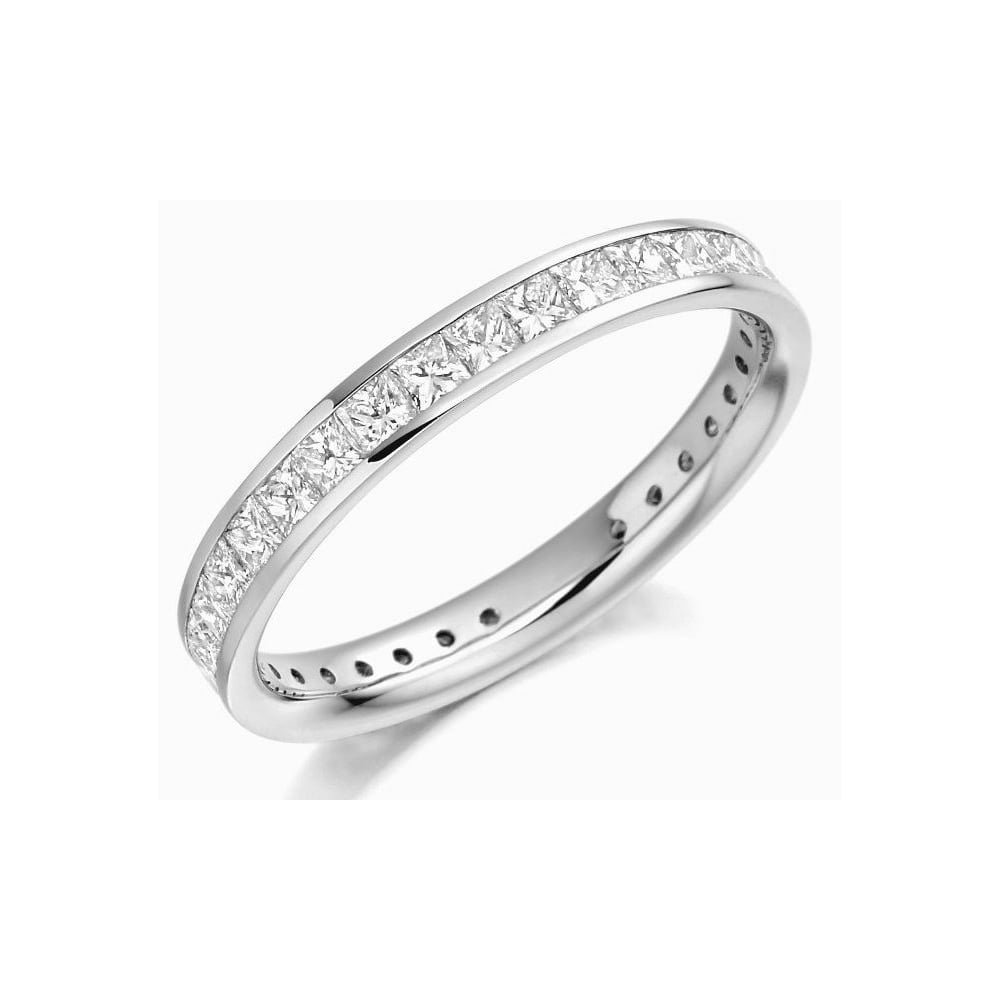 Platinum 1.30ct princess cut diamond full eternity ring
