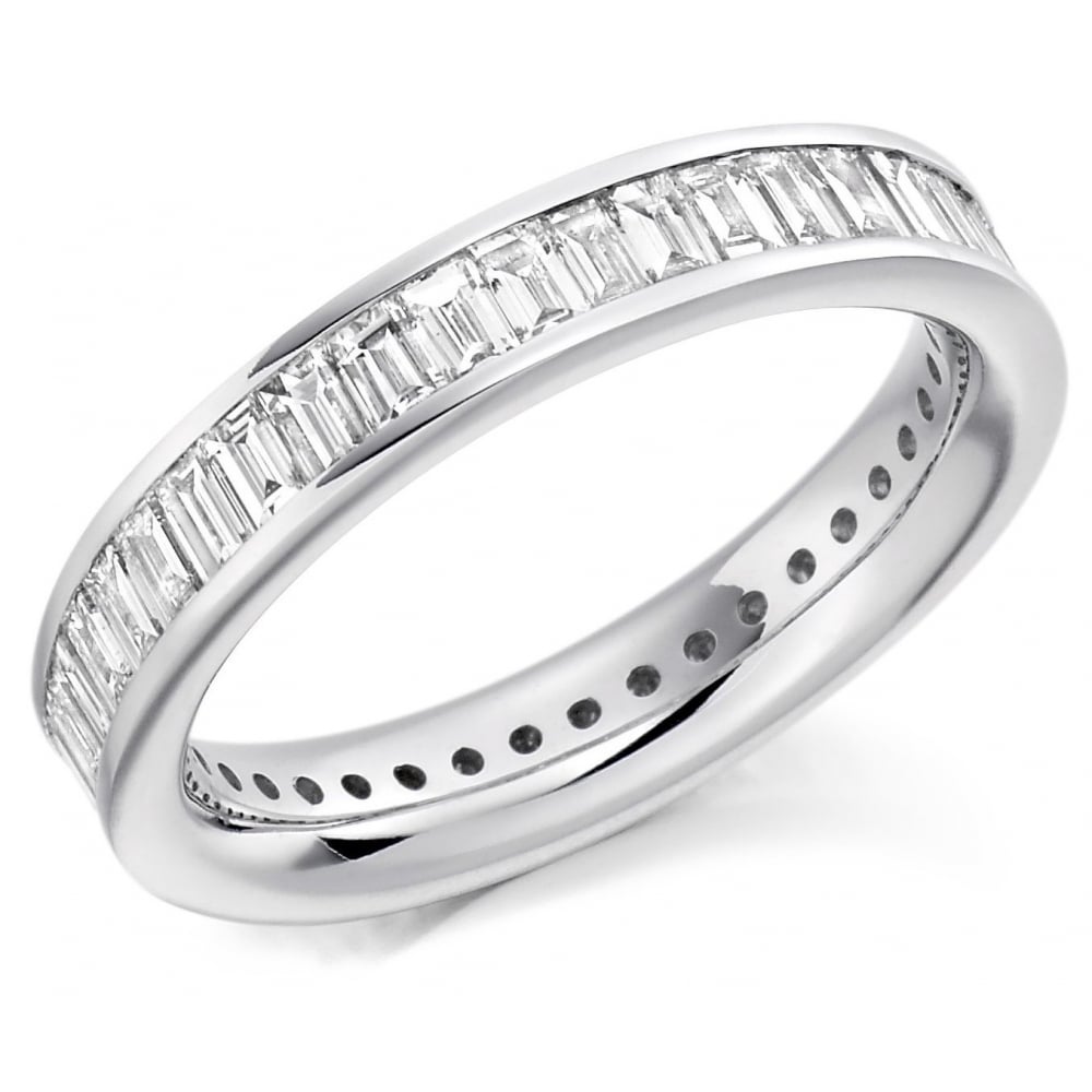 18ct yellow gold 2.00ct baguette cut diamond full eternity ring