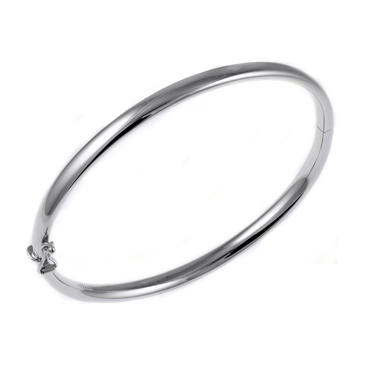 9ct white gold 4.00mm solid oval solid bangle
