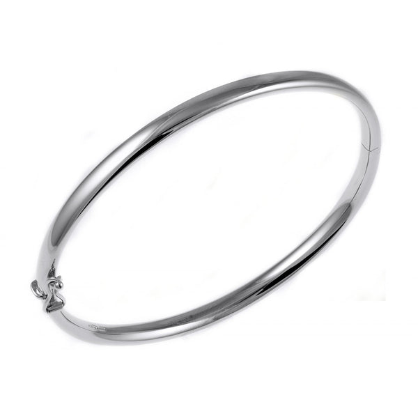 9ct white gold 4.00mm solid oval solid bangle