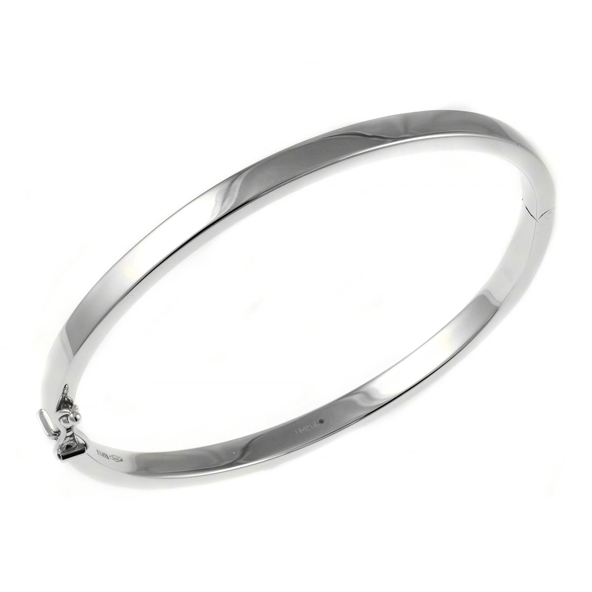 9ct white gold 4.00mm solid oval solid bangle