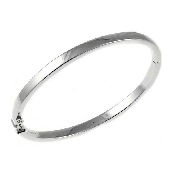 9ct white gold 4.00mm solid oval solid bangle