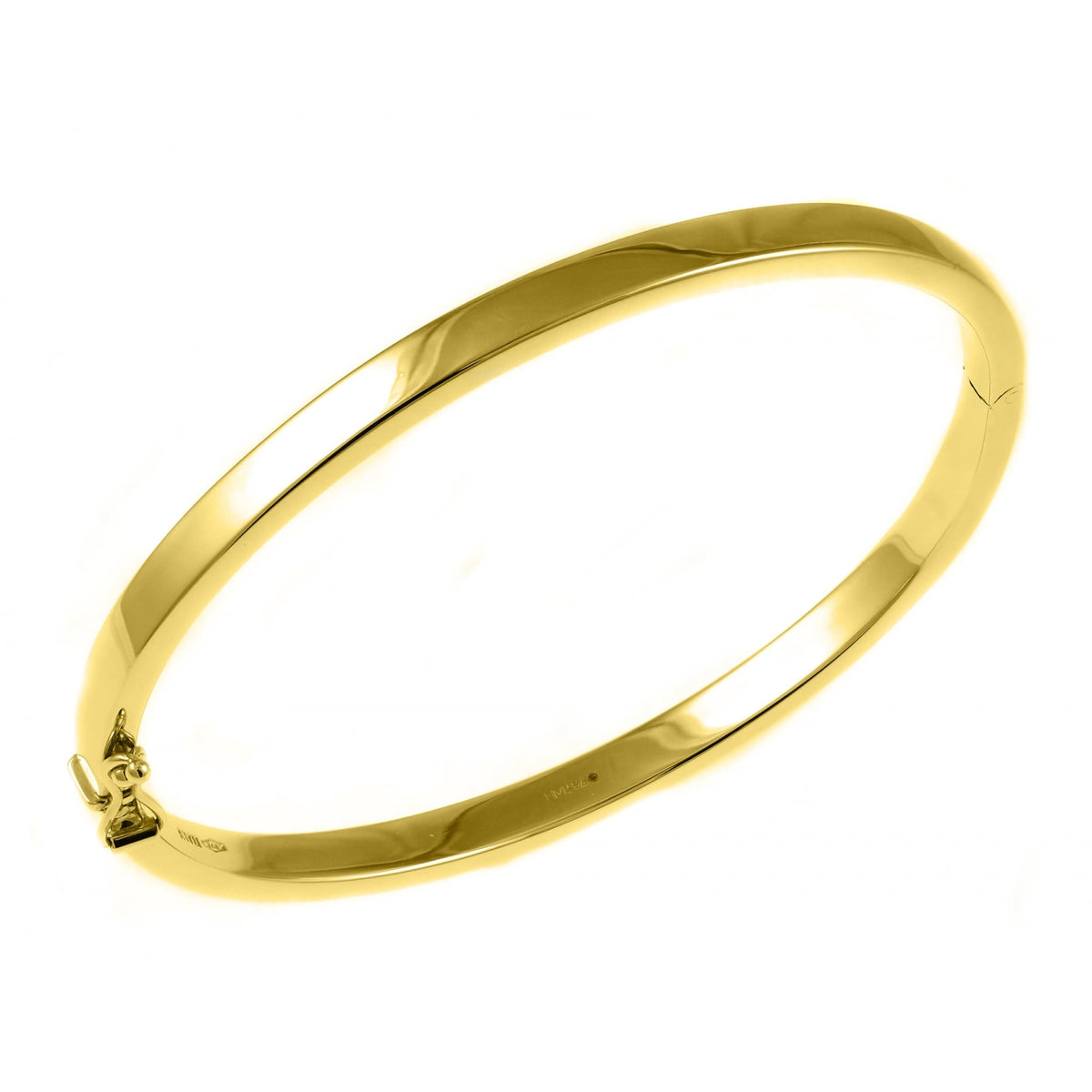 9ct yellow gold 4.00mm solid oval solid bangle