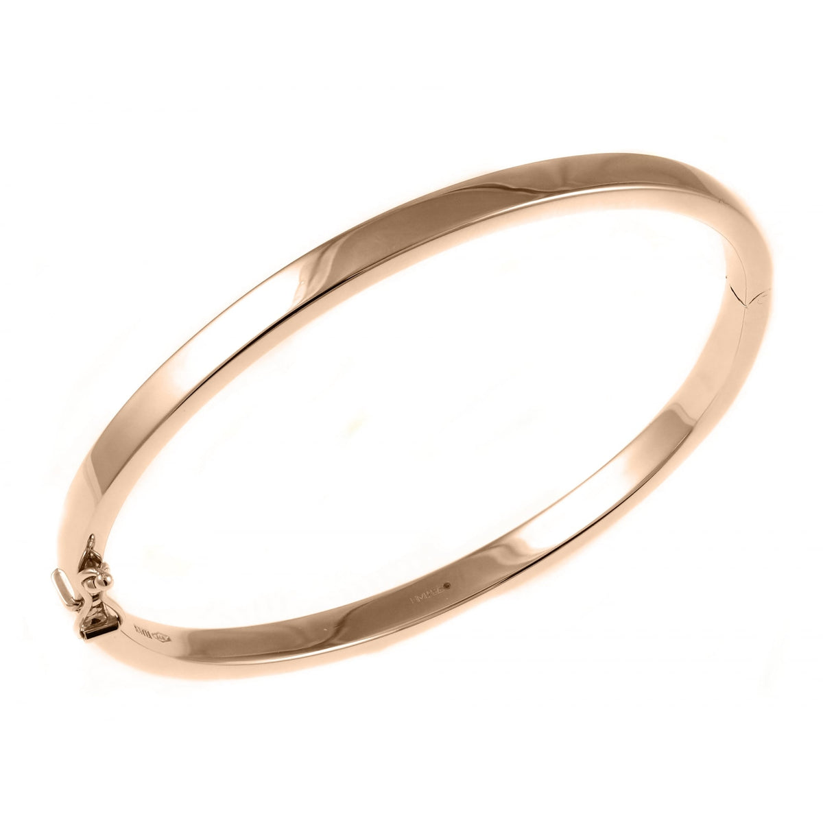 9ct rose gold 4.00mm solid oval solid bangle