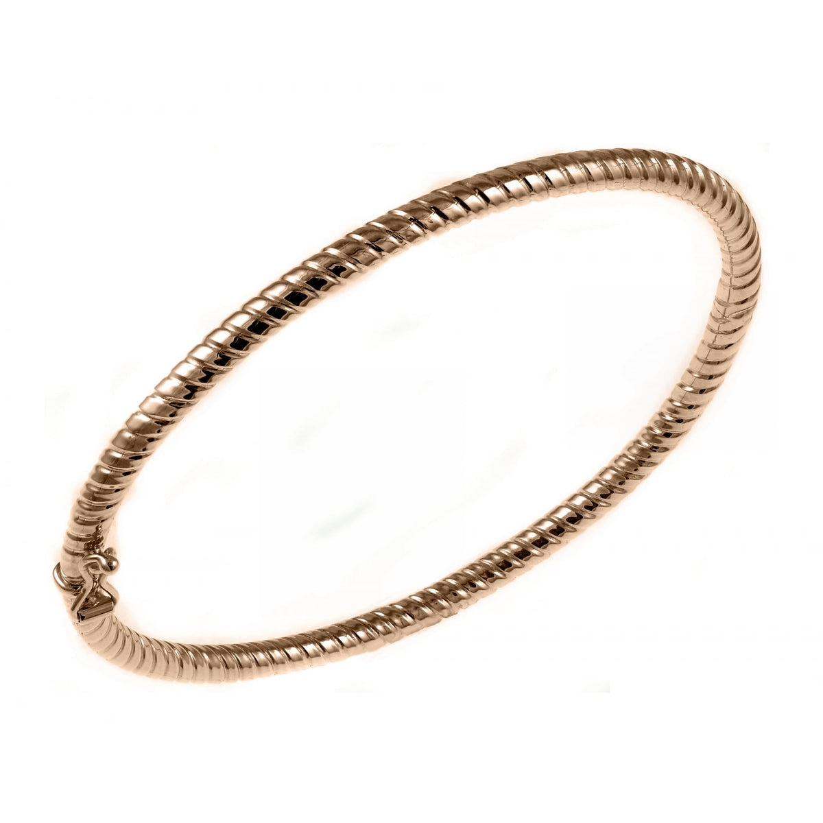 9ct rose gold 3.00mm solid oval twist solid bangle
