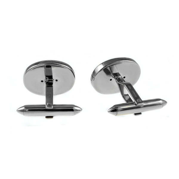 9ct white gold 17x13mm black onyx & diamond cufflinks