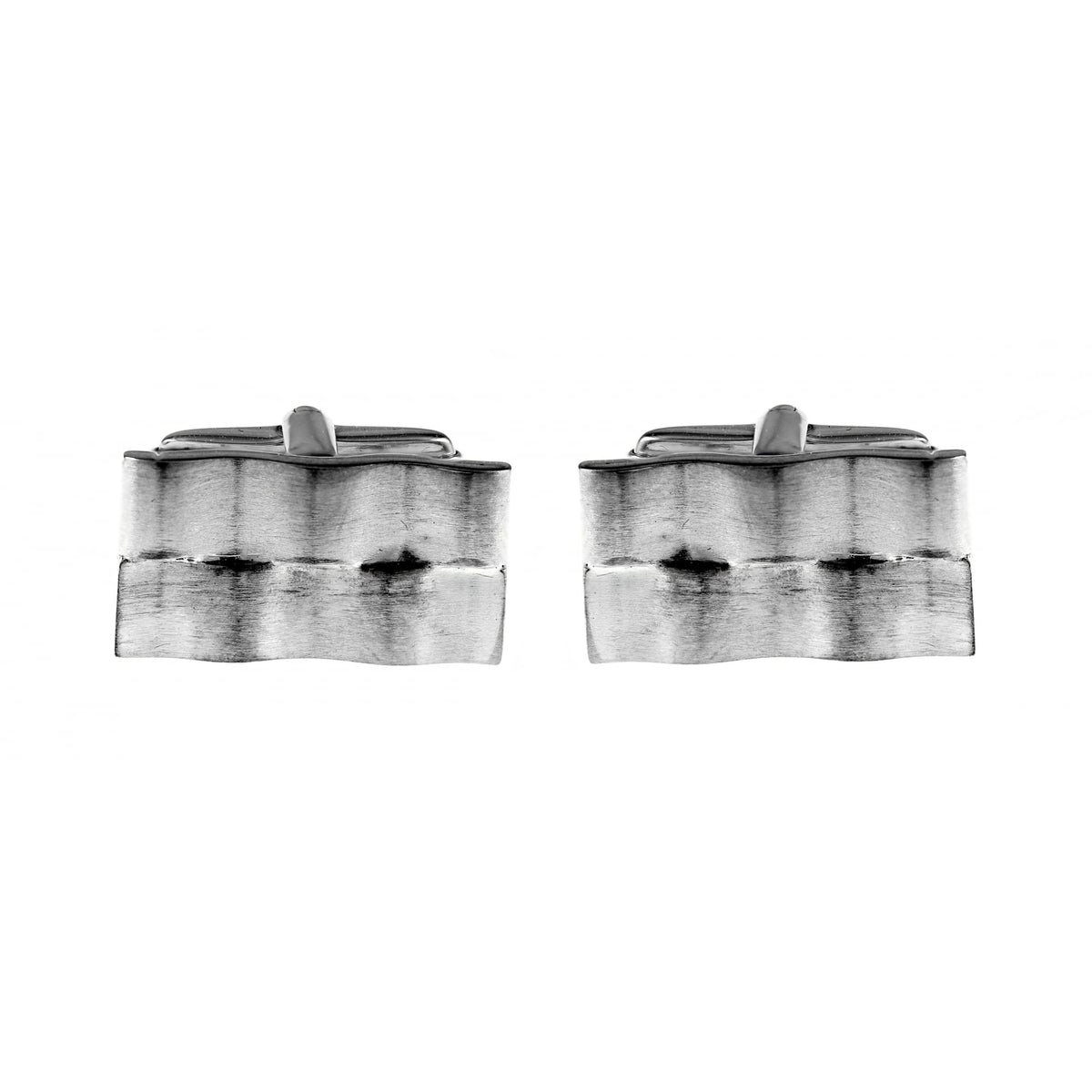 Silver 21x12mm wave swivel cufflinks