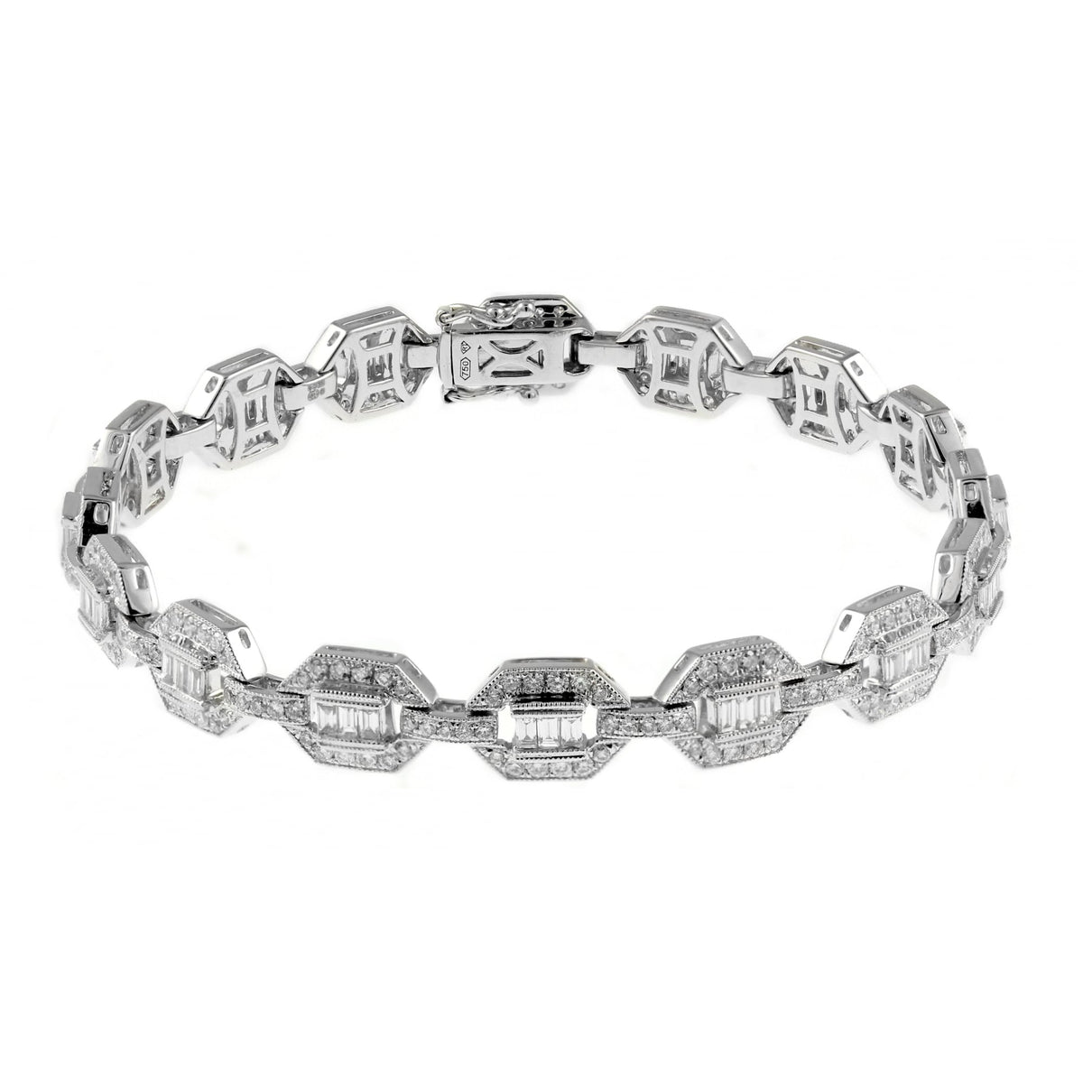 18ct white gold 2.84ct diamond art deco style bracelet