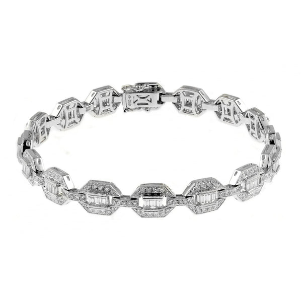 18ct white gold 2.84ct diamond art deco style bracelet