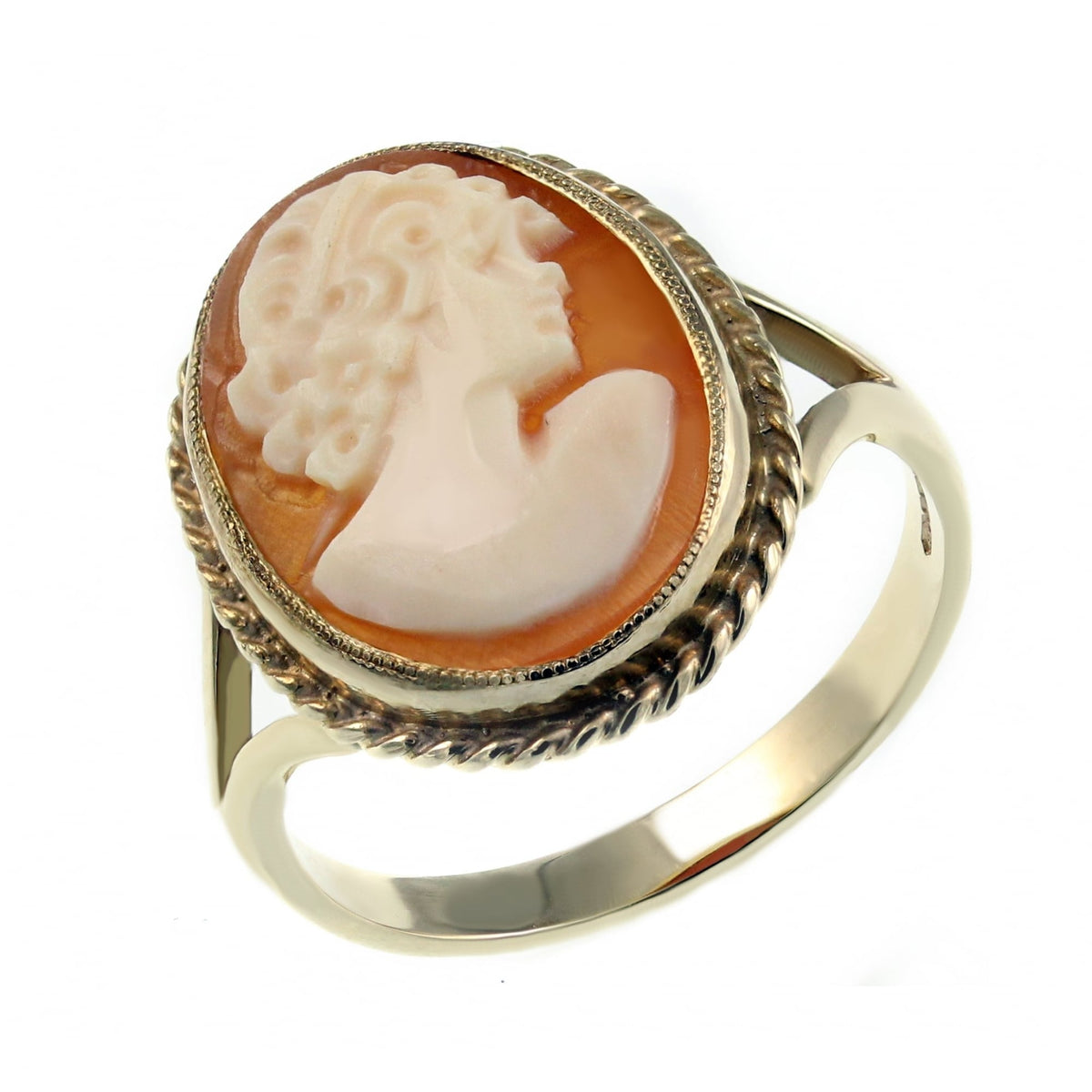 9ct yellow gold 16mm x 12mm oval cameo ring