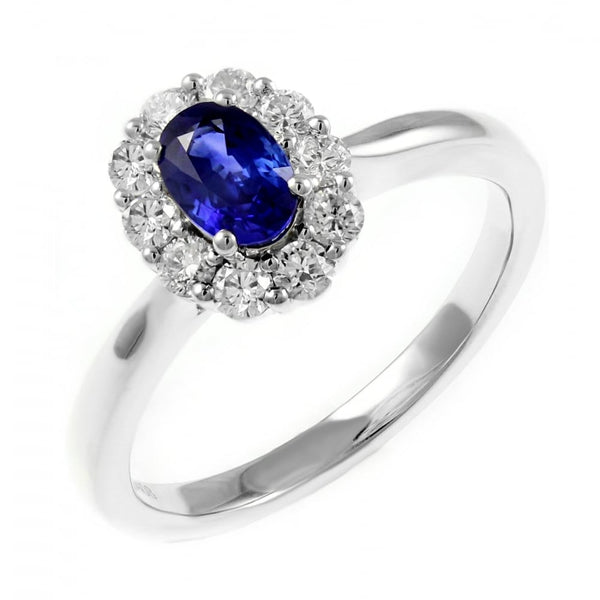 Platinum 0.65ct sapphire & 0.41ct diamond cluster ring