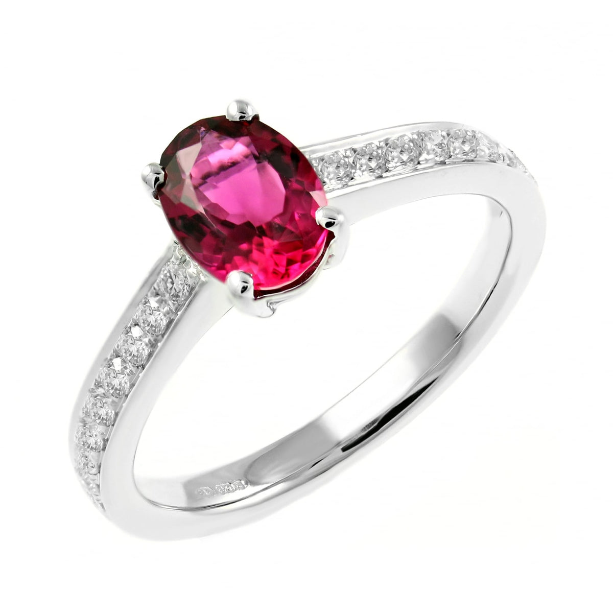 18ct white gold 0.95ct pink tourmaline & 0.27ct diamond ring