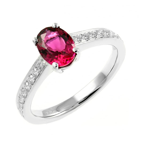 18ct white gold 0.95ct pink tourmaline & 0.27ct diamond ring