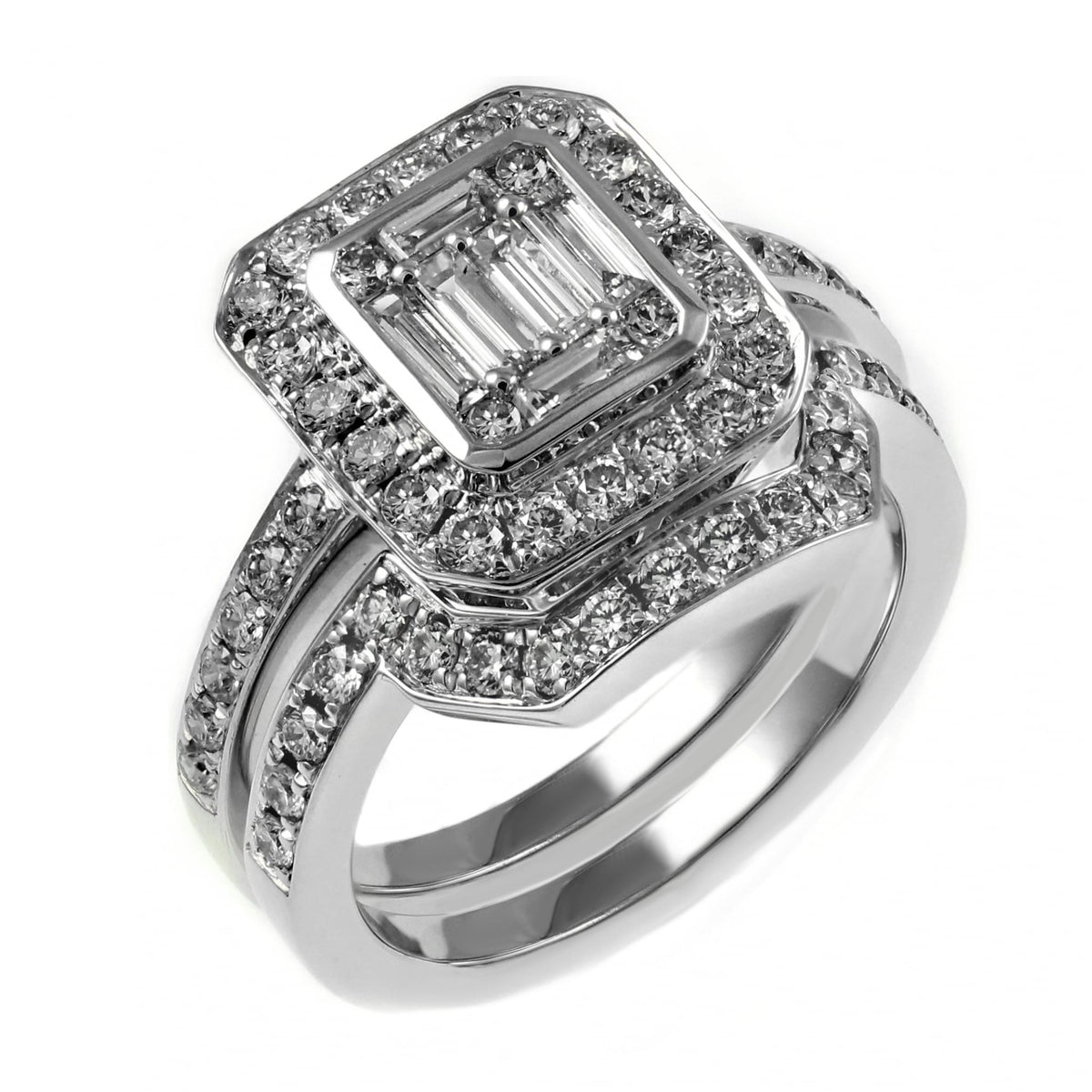 18ct white gold 0.30ct diamond shaped wedding band