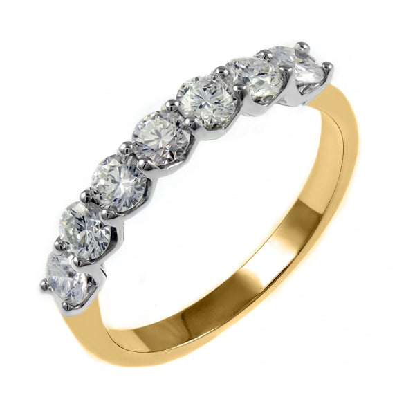 18ct yellow gold 1.00ct round brilliant diamond 7 stone ring