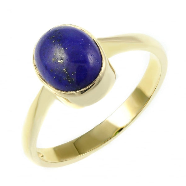 9ct yellow gold 9mm x 7mm oval lapis ring