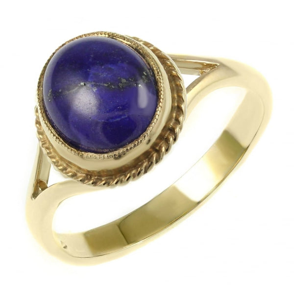 9ct yellow gold 9mm x 7mm oval lapis ring