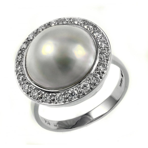 18ct white gold South Sea 13mm marbe pearl & 0.42ct diamond ring