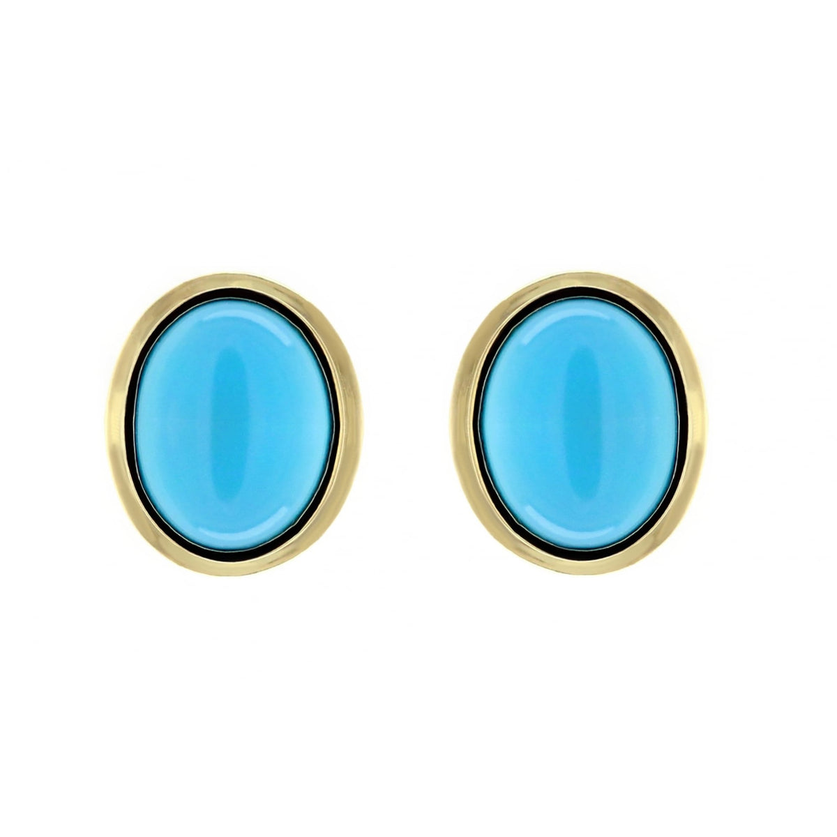 9ct yellow gold 9mm x 7mm oval turquoise stud earrings