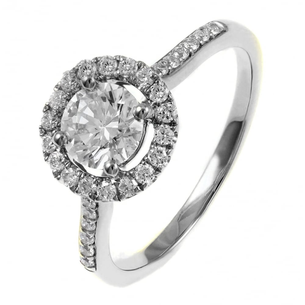 Platinum 1.02ct D SI1 EGL round brilliant cut diamond halo ring