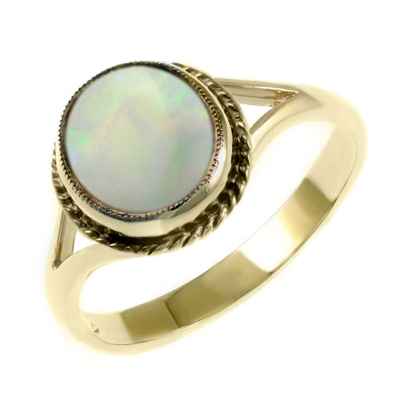 9ct yellow gold 9mm x 7mm oval opal ring