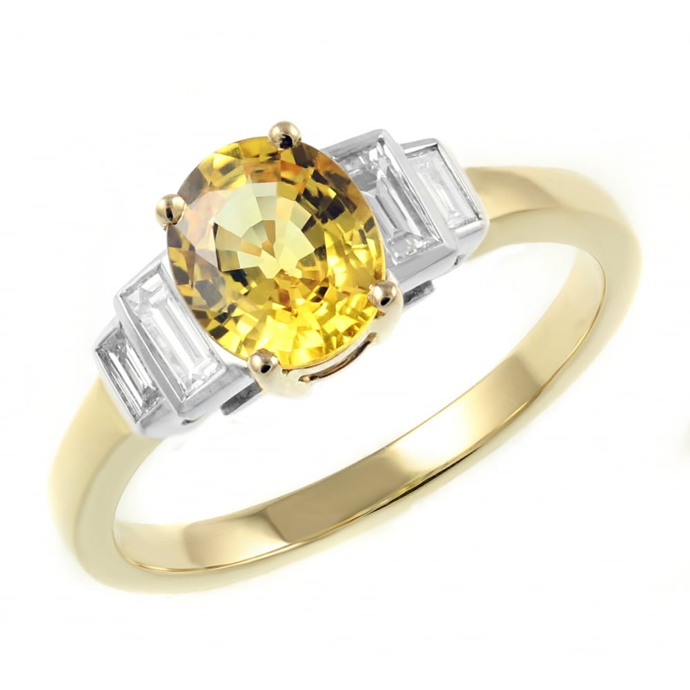 18ct yellow gold 1.86ct yellow sapphire & 0.22ct diamond ring