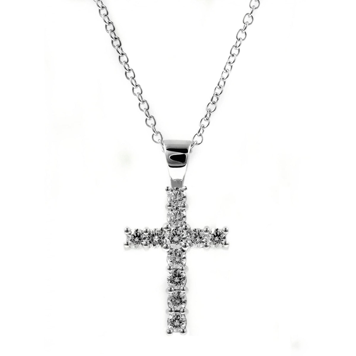 Platinum 1.00ct round brilliant cut diamond cross pendant