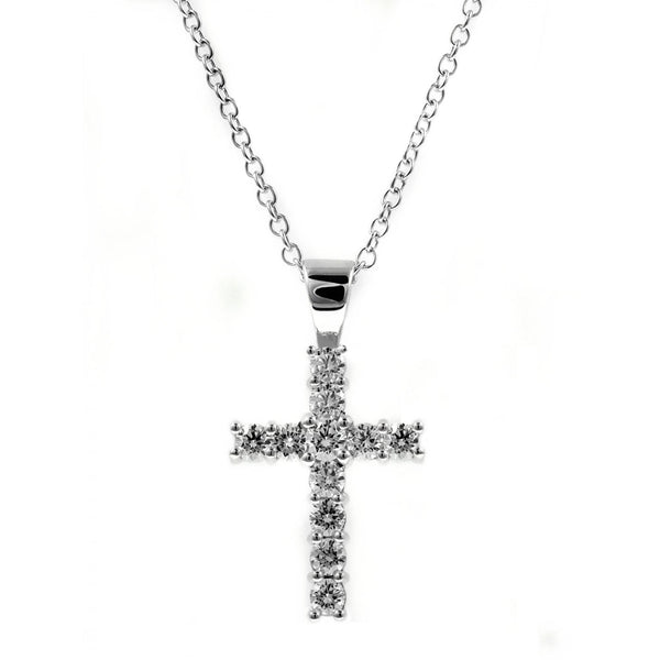 Platinum 1.00ct round brilliant cut diamond cross pendant