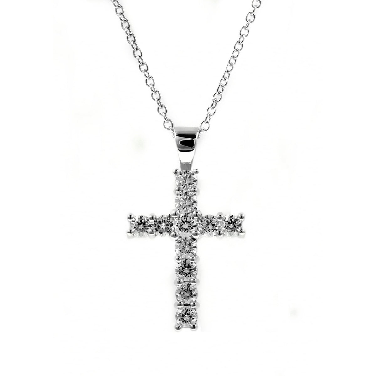 Platinum 1.50ct round brilliant cut diamond cross pendant