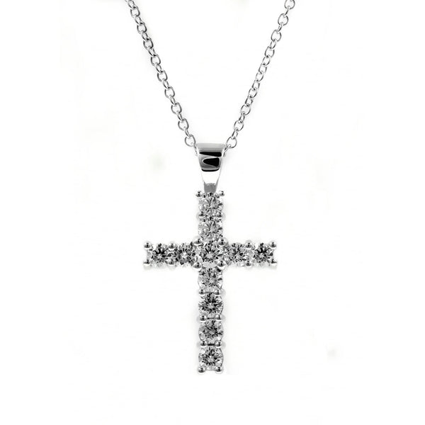 Platinum 1.50ct round brilliant cut diamond cross pendant