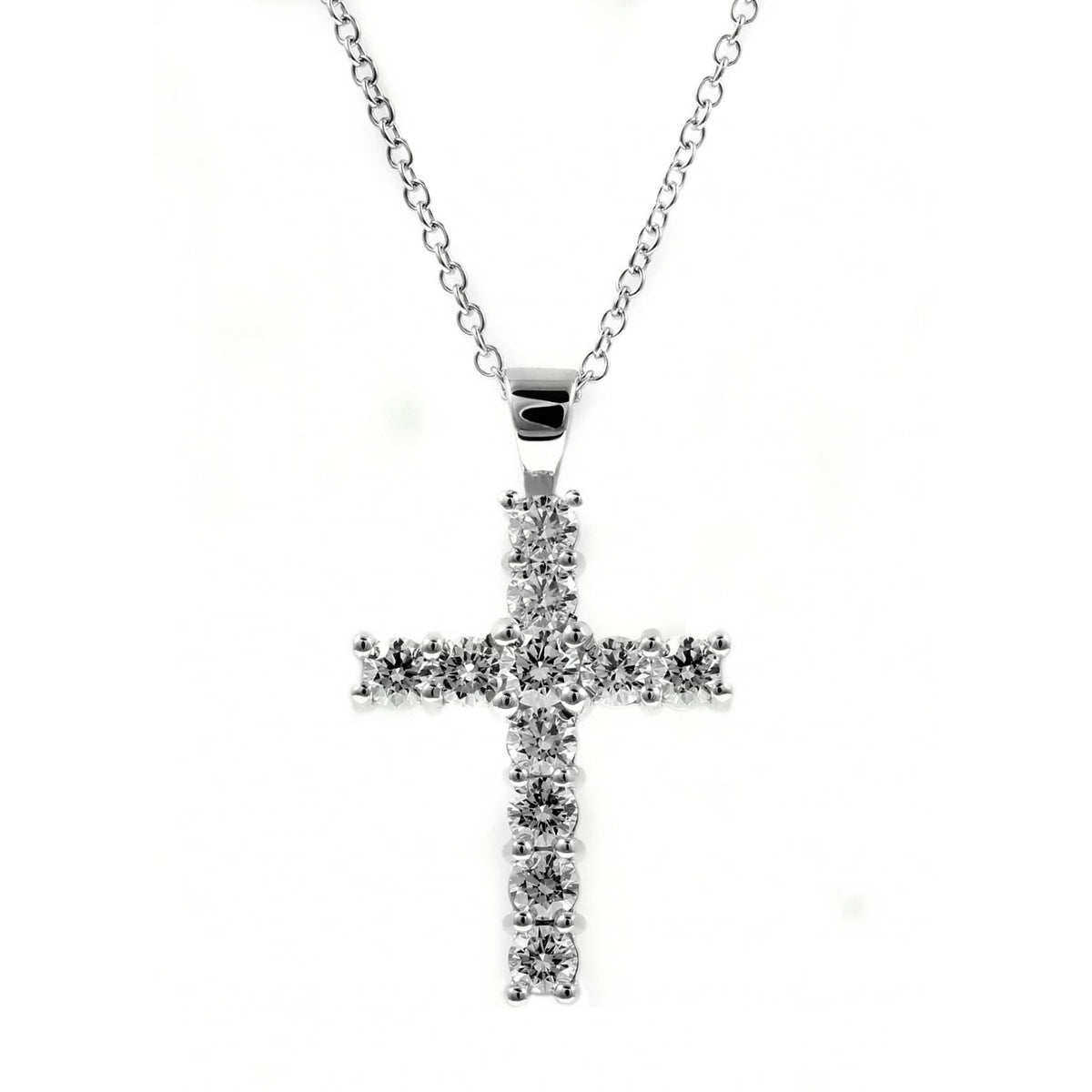 Platinum 2.00ct round brilliant cut diamond cross pendant