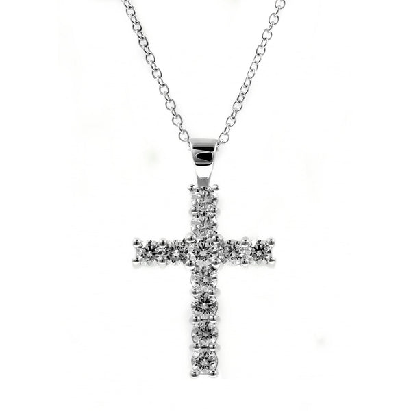 Platinum 2.00ct round brilliant cut diamond cross pendant