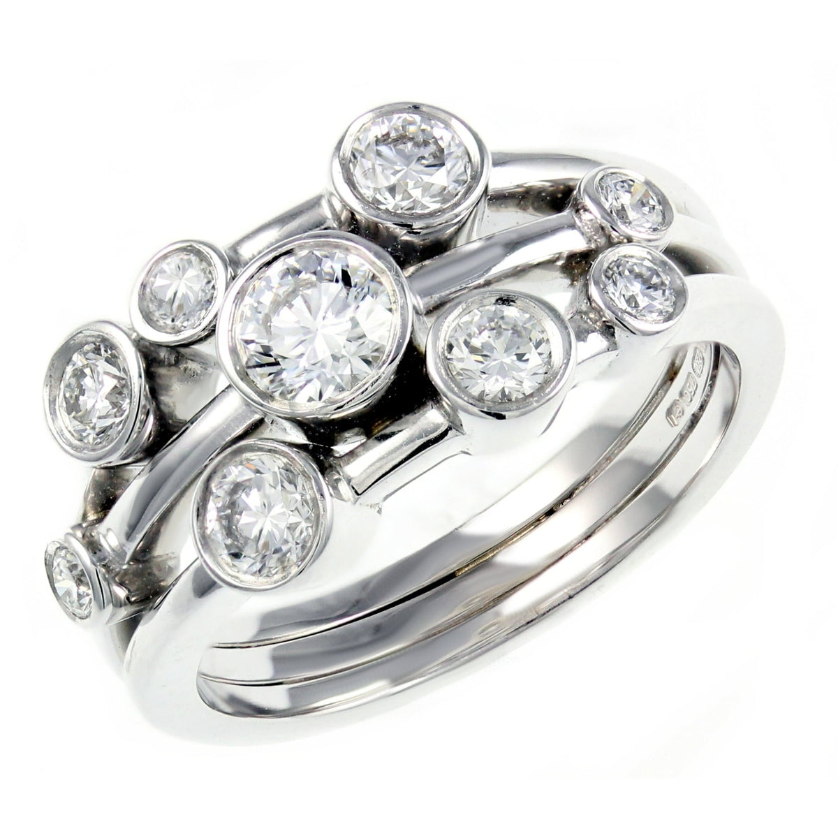 Platinum 1.00ct round brilliant cut diamond cluster ring
