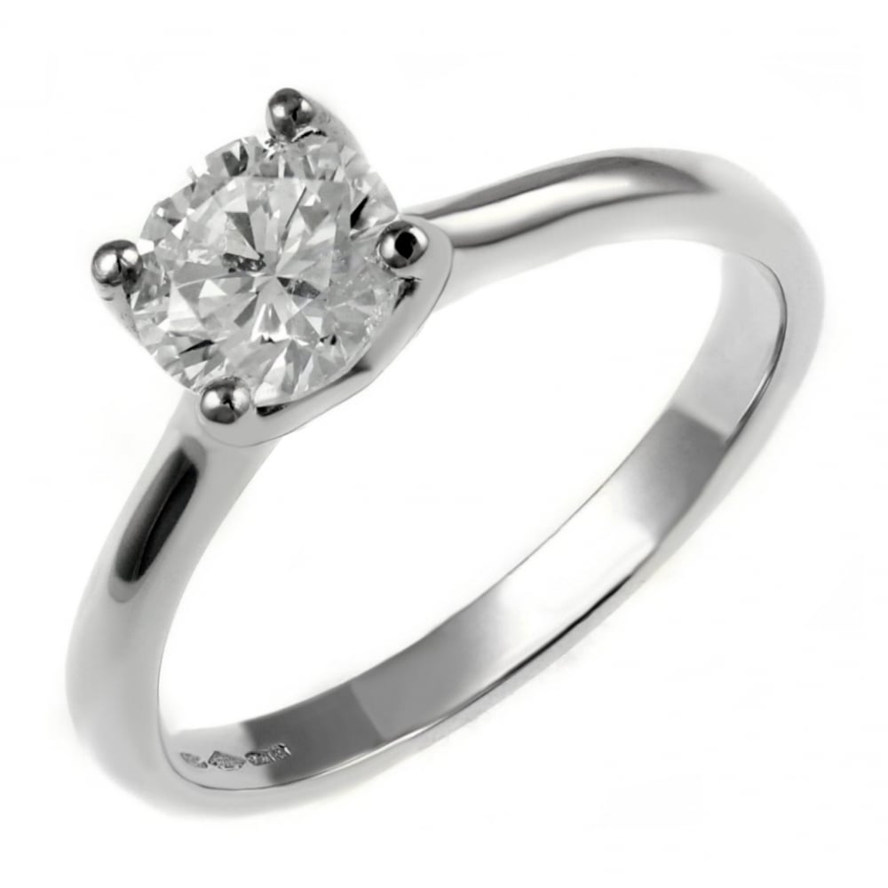 Platinum 1.00ct E SI1 GIA round brilliant cut diamond ring