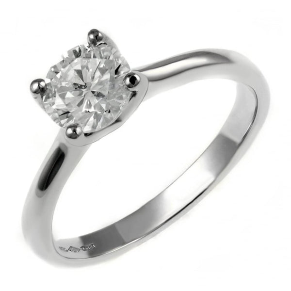Platinum 1.00ct E SI1 GIA round brilliant cut diamond ring