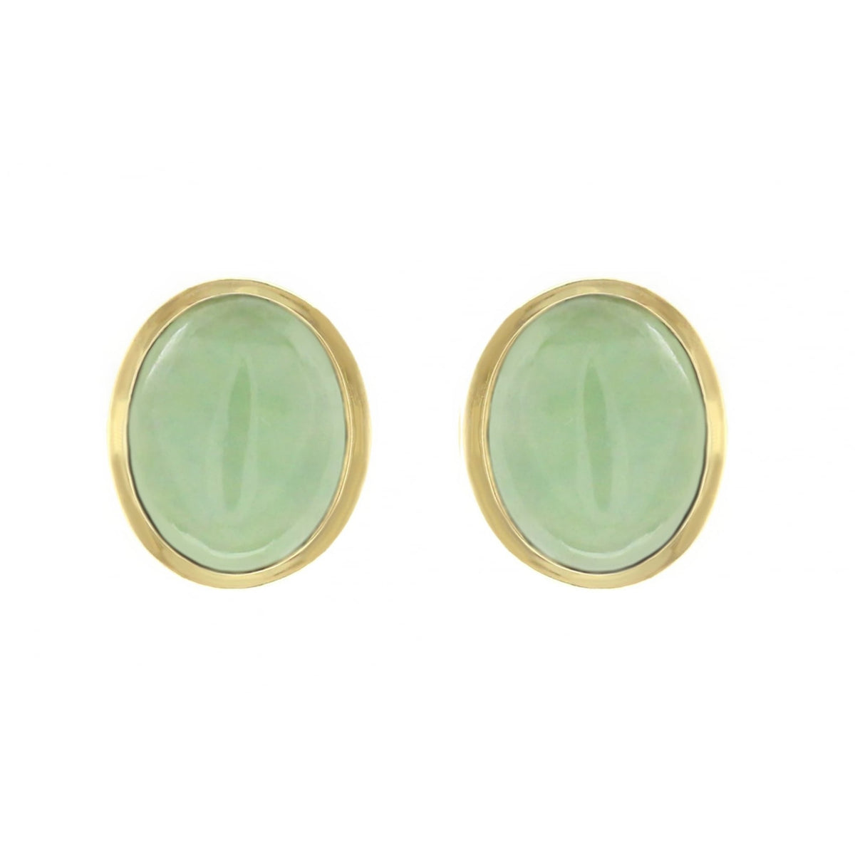 9ct yellow gold 8mm x 6mm oval jade earrings