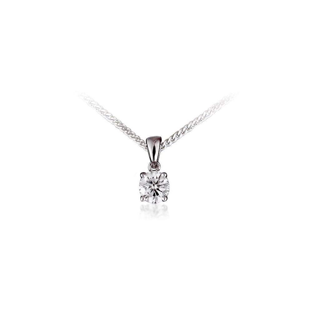 18ct white gold 0.73ct round brilliant cut diamond pendant