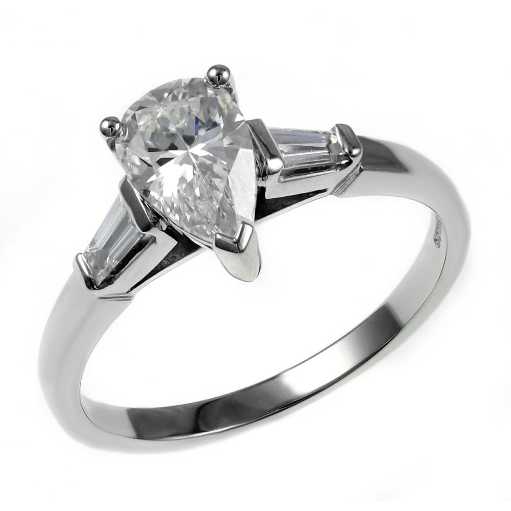 Platinum 1.01ct G SI1 GIA pear diamond ring