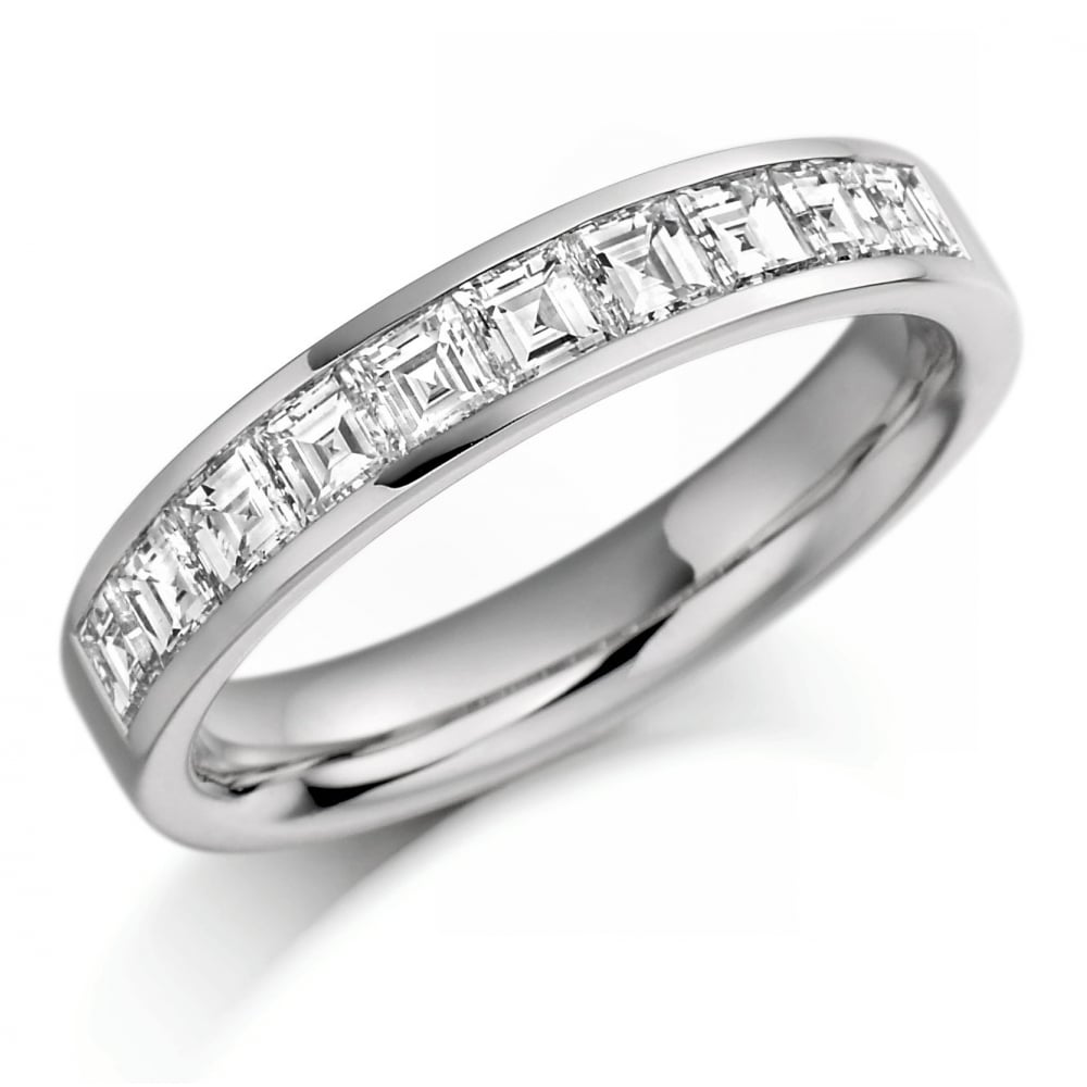 Platinum 1.00ct asscher cut diamond half eternity ring