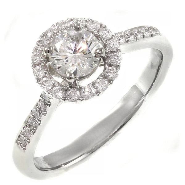 Platinum 0.50ct D VS2 GIA round brilliant cut diamond halo ring