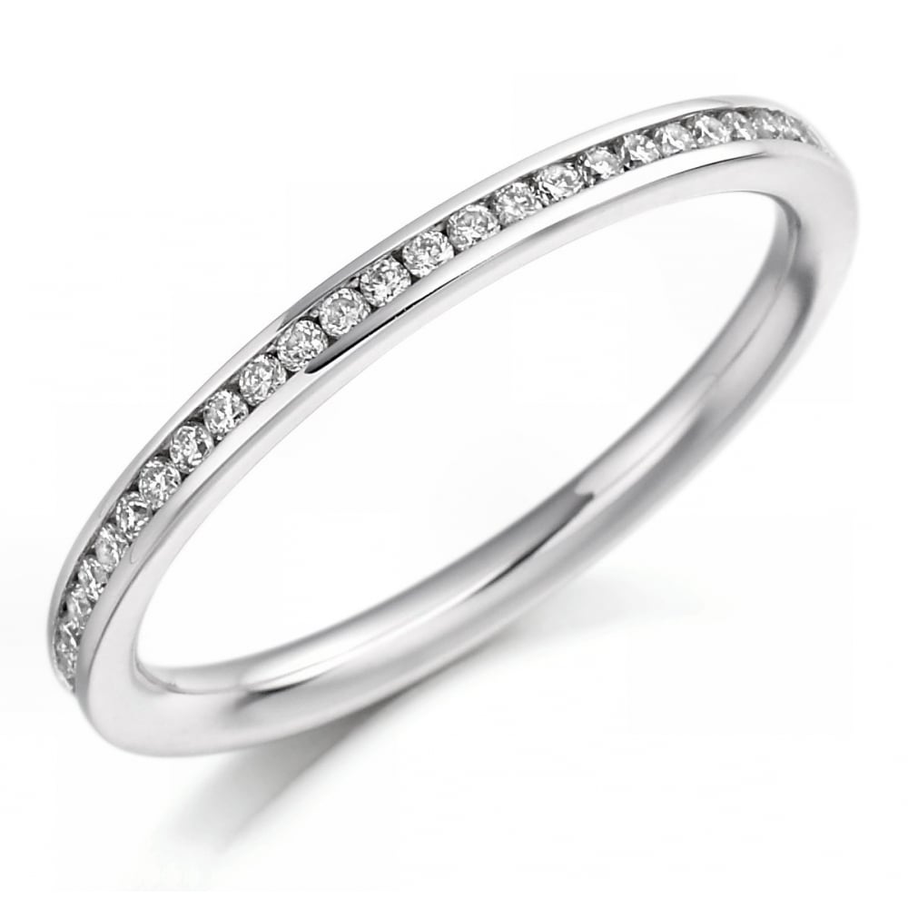Platinum 0.20ct round brilliant cut diamond half eternity ring
