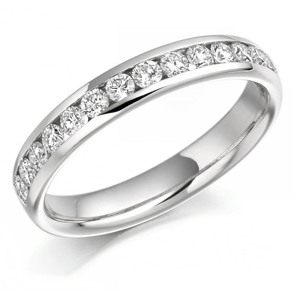 Platinum 0.50ct round brilliant cut diamond half eternity ring