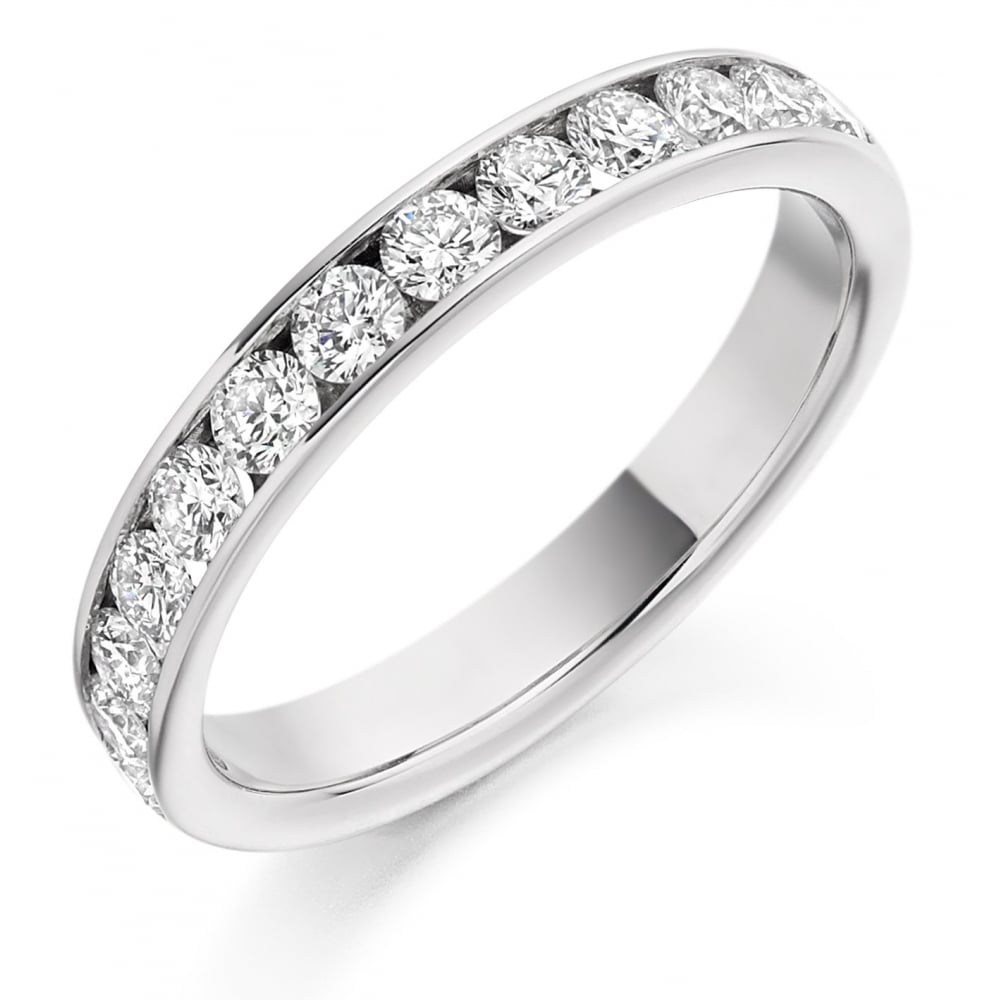 Platinum 0.75ct round brilliant cut diamond half eternity ring
