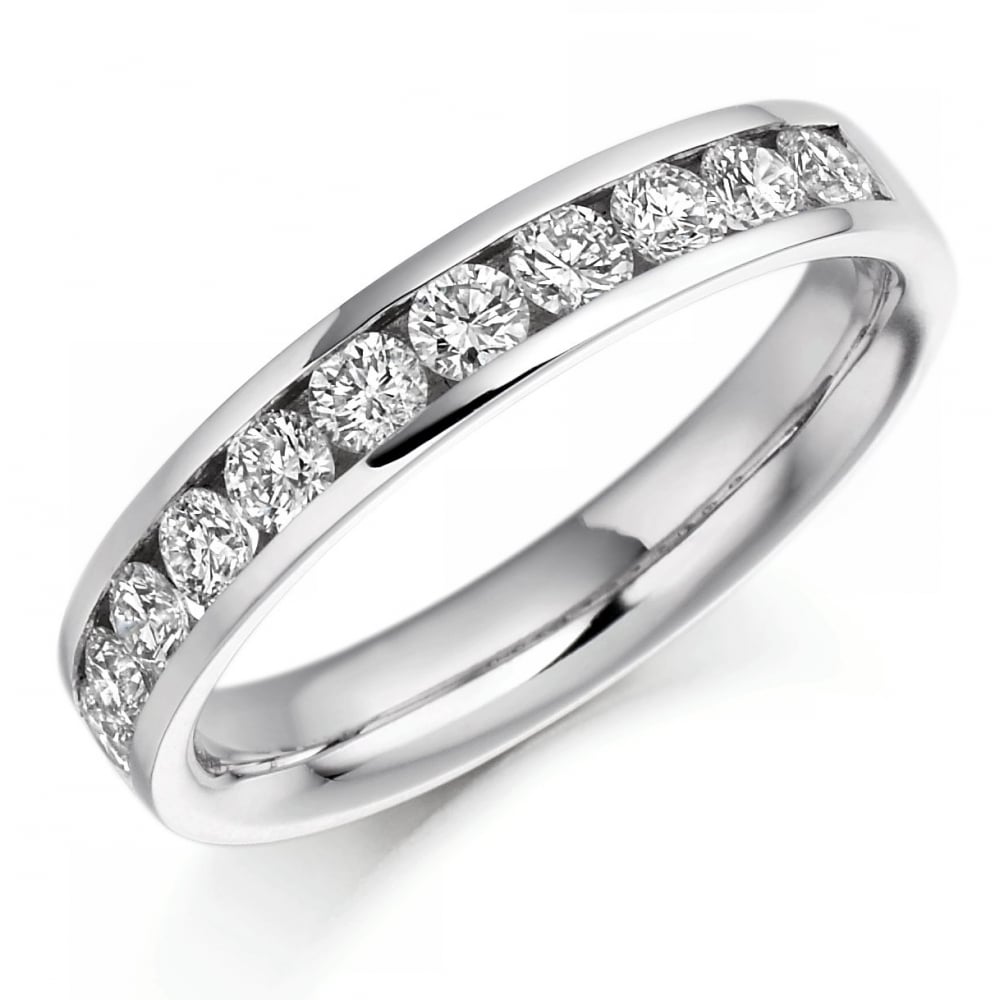 Platinum 0.78ct round brilliant cut diamond half eternity ring