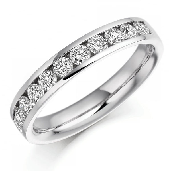 Platinum 0.78ct round brilliant cut diamond half eternity ring