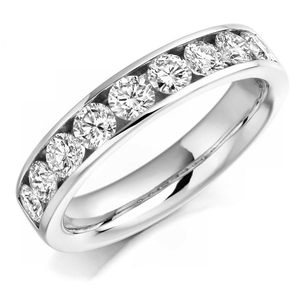 Platinum 1.00ct round brilliant cut diamond half eternity ring
