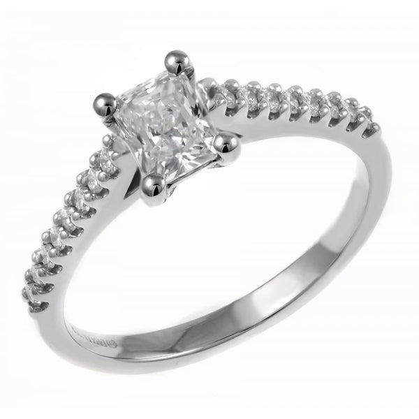 Platinum 0.40ct D VVS1 EGL radiant cut diamond ring