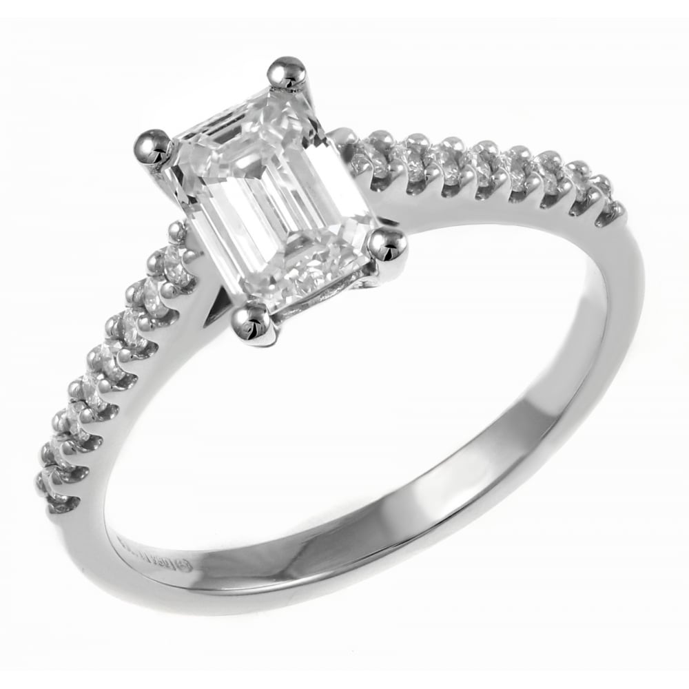 Platinum 0.80ct F VVS1 GIA emerald cut diamond ring