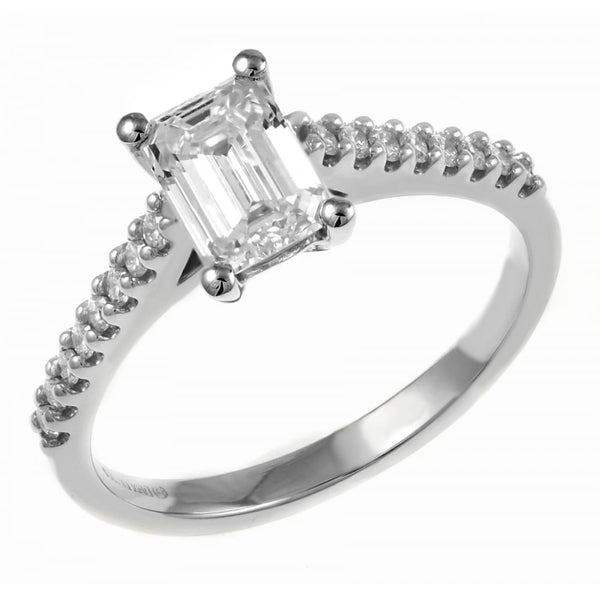 Platinum 0.80ct F VVS1 GIA emerald cut diamond ring