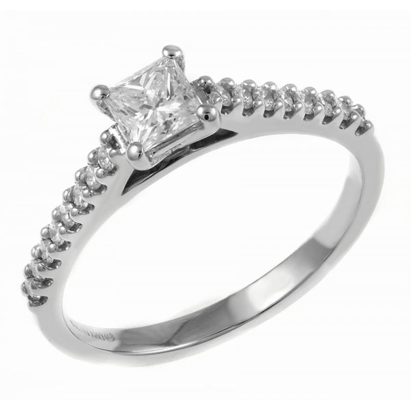 Platinum 0.44ct D VS2 GIA princess cut diamond ring